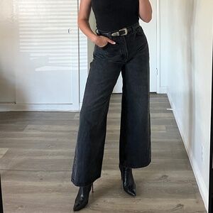 Reformation black Cary slouchy wide leg jeans